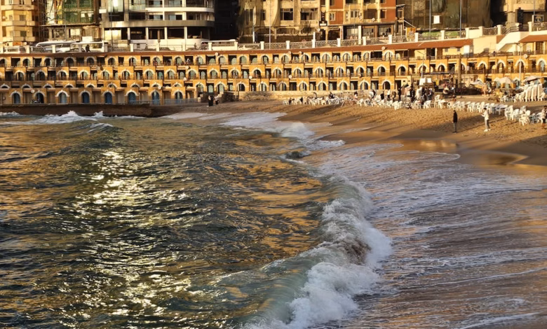 Alexandria Egypt coastline with Mediterranean Sea views, scenic Corniche promenade, and waterfront cityscape along the shore