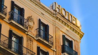 Elegant cityscape of Barcelona with historic architecture and palm-lined avenues, showcasing a central area near the city cen