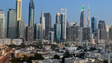 Downtown Dubai skyline with sleek modern towers and luxury hotels beneath a clear city sky