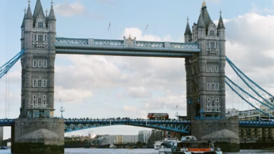 Tower Bridge London spanning the Thames with historic Gothic towers and sweeping river views